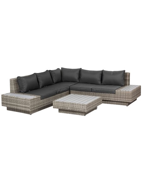 Outsunny 5-Seater Rattan Garden Furniture Outdoor Set, Light Grey 860-075LG - pic 43897 | FastDaddyshop