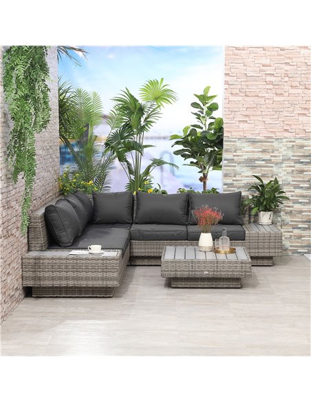 Outsunny 5-Seater Rattan Garden Furniture Outdoor Set, Light Grey 860-075LG - pic 43898 | FastDaddyshop