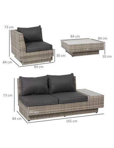 Outsunny 5-Seater Rattan Garden Furniture Outdoor Set, Light Grey 860-075LG