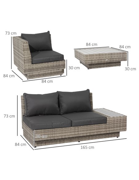 Outsunny 5-Seater Rattan Garden Furniture Outdoor Set, Light Grey 860-075LG - pic 43899 | FastDaddyshop