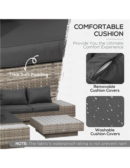 Outsunny 5-Seater Rattan Garden Furniture Outdoor Sectional Corner Sofa and Coffee Table Set  Conservatory Wicker Weave w/ Armre - pic 43902 | FastDaddyshop