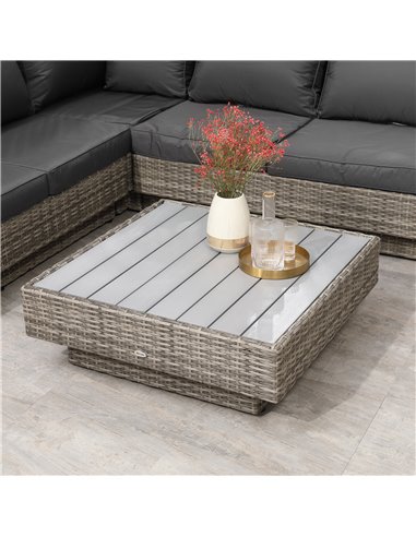 Outsunny 5-Seater Rattan Garden Furniture Outdoor Sectional Corner Sofa and Coffee Table Set  Conservatory Wicker Weave w/ Armre