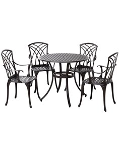 Outsunny Cast Aluminium 4-Seater Outdoor Garden Set, Brown 84B-346