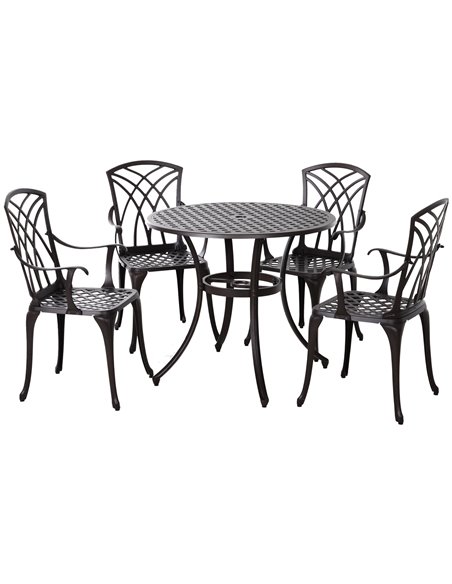 Outsunny Cast Aluminium 4-Seater Outdoor Garden Set, Brown 84B-346 - pic 43915 | FastDaddyshop
