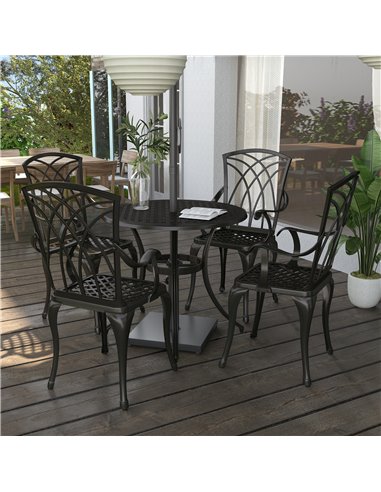 Outsunny Cast Aluminium 4-Seater Outdoor Garden Set, Brown 84B-346