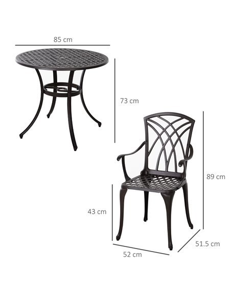 Outsunny Cast Aluminium 4-Seater Outdoor Garden Set, Brown 84B-346 - pic 43917 | FastDaddyshop