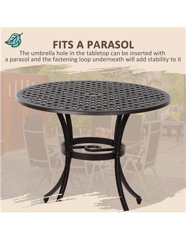 Outsunny Cast Aluminium 4-Seater Outdoor Garden Table & Chair Set Brown 84B-346