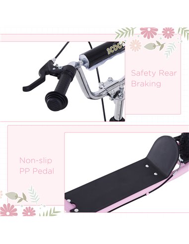 HOMCOM Youth Scooter Adult Teen Push Scooter Kids Children Stunt Scooter Bike Bicycle Ride On 16" Pneumatic Tyres , Pink