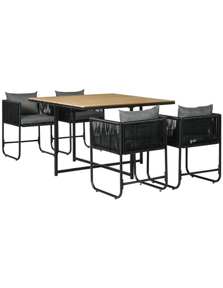 Outsunny Patio 5 PCs PE Rattan Dining Set, Black 861-061V00ND - pic 43942 | FastDaddyshop