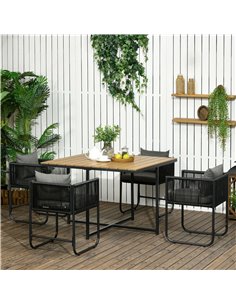 Outsunny Patio 5 PCs PE Rattan Dining Set, Black 861-061V00ND 2