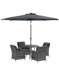 Outsunny 6 Pieces Garden 4 Seater Rattan Dining Set, Mixed Grey 861-086V70GG