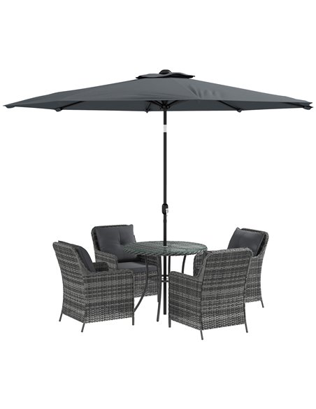 Outsunny 6 Pieces Garden 4 Seater Rattan Dining Set, Mixed Grey 861-086V70GG - pic 43978 | FastDaddyshop