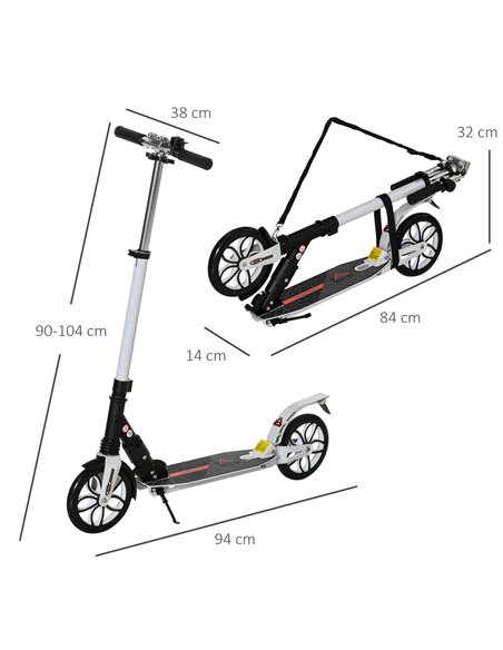 HOMCOM Folding Kick Scooter, Hight-Adjustable Urban Scooter w/ Rear Brake, Double Shock Absorption System, Warning Bell For 14+  - pic 4398 | FastDaddyshop