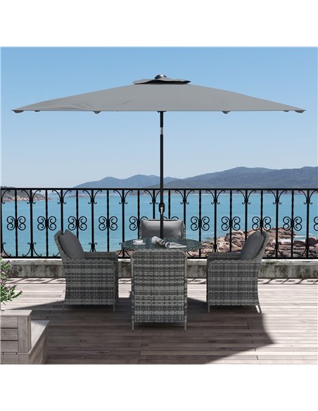 Outsunny 6 Pieces Garden Dining Set, 4 Seater Rattan Dining Set Outdoor with Umbrella, Cushions, Tempered Glass Top Table 861-08 - pic 43984 | FastDaddyshop