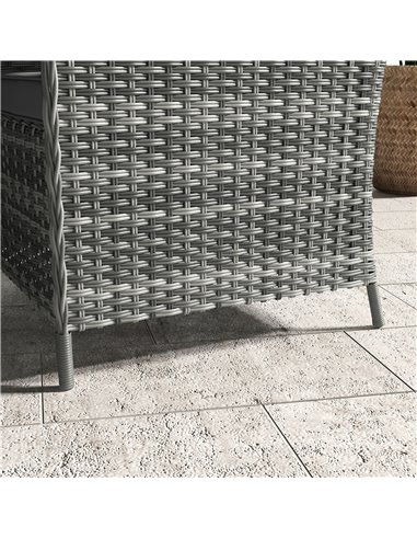Outsunny 6 Pieces Garden Dining Set, 4 Seater Rattan Dining Set Outdoor with Umbrella, Cushions, Tempered Glass Top Table 861-08