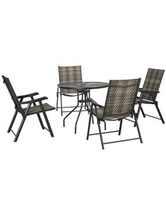 Outsunny 5 Pcs Rattan Dining Sets Garden Dining Set, Mixed Grey 861-060V00GG
