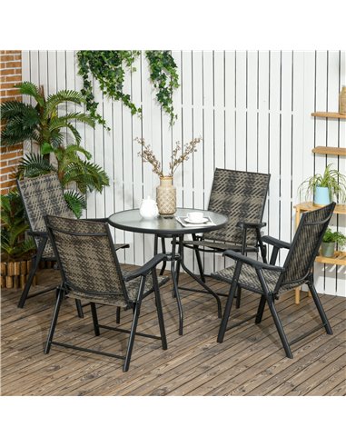 Outsunny 5 Pcs Rattan Dining Sets Garden Dining Set, Mixed Grey 861-060V00GG