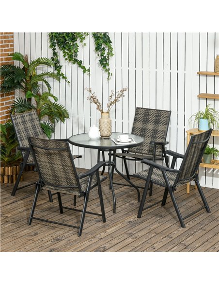 Outsunny 5 Pcs Rattan Dining Sets Garden Dining Set, Mixed Grey 861-060V00GG - pic 44006 | FastDaddyshop