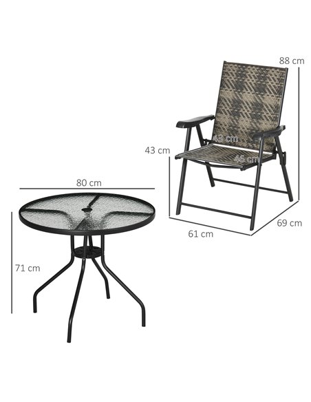 Outsunny 5 Pcs Rattan Dining Sets Garden Dining Set, Mixed Grey 861-060V00GG - pic 44007 | FastDaddyshop
