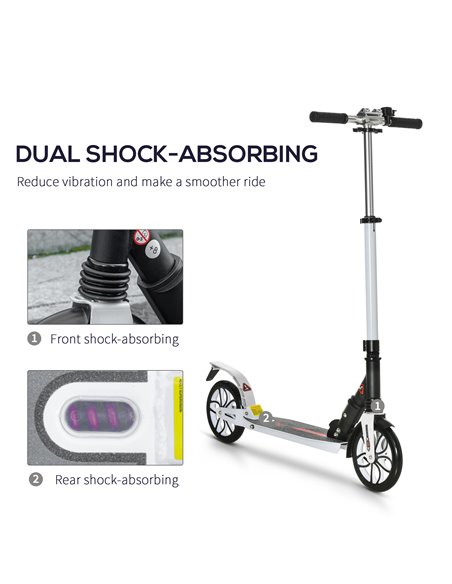 HOMCOM Folding Kick Scooter, Hight-Adjustable Urban Scooter w/ Rear Brake, Double Shock Absorption System, Warning Bell For 14+  - pic 4401 | FastDaddyshop