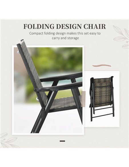 Outsunny 5 Pcs Rattan Dining Sets Garden Dining Set w/ PE Rattan Folding Armchair, Round Glass Top Dining Table with Umbrella Ho - pic 44011 | FastDaddyshop