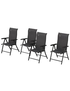 Outsunny 4 PCs Outdoor Rattan Folding Chair Set, Grey 861-056V01GY