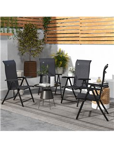 Outsunny 4 PCs Outdoor Rattan Folding Chair Set, Grey 861-056V01GY 2