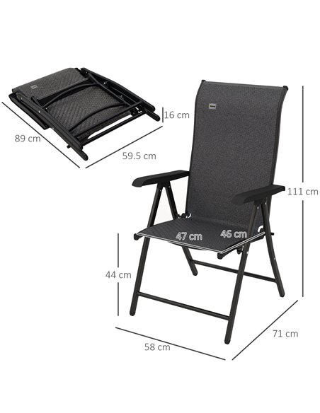 Outsunny 4 PCs Outdoor Rattan Folding Chair Set, Grey 861-056V01GY - pic 44043 | FastDaddyshop