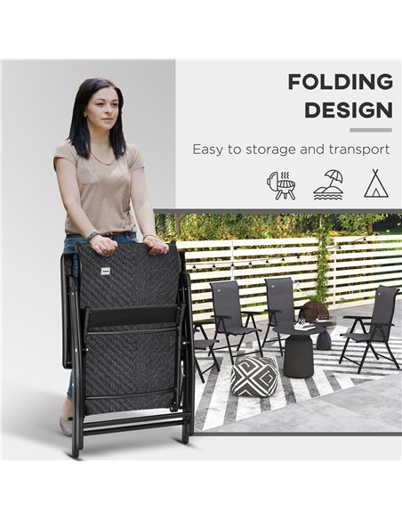 Outsunny 4 PCs Outdoor Rattan Folding Chair Set, Grey 861-056V01GY - pic 44044 | FastDaddyshop