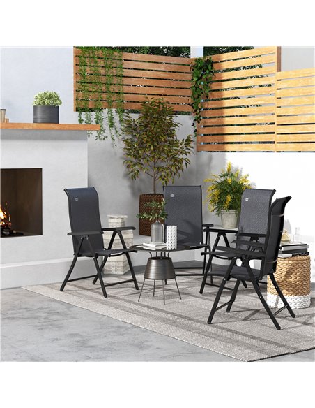 Outsunny 4 PCs Outdoor Rattan Folding Chair Set with 7 Levels Adjustable Backrest for Patio, Lawn 861-056V01GY - pic 44048 | FastDaddyshop
