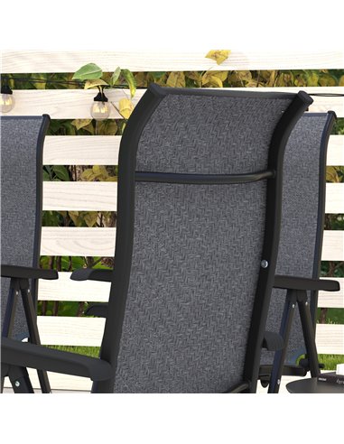 Outsunny 4 PCs Outdoor Rattan Folding Chair Set with 7 Levels Adjustable Backrest for Patio, Lawn 861-056V01GY