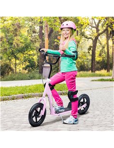 HOMCOM Teen Push Scooter Kids Children Stunt Scooter Bike Bicycle Ride On 12" EVA Tyres, Pink