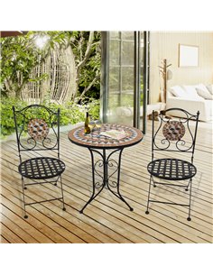 Outsunny 3 PCs Garden Mosaic Vintage Bistro Set, Black 84B-260 2