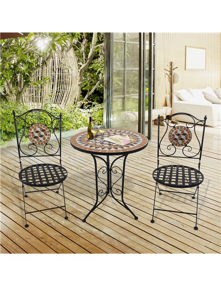 Outsunny 3 PCs Garden Mosaic Vintage Bistro Set, Black 84B-260 - pic 44051 | FastDaddyshop