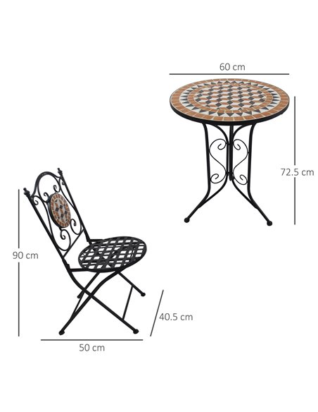 Outsunny 3 PCs Garden Mosaic Vintage Bistro Set, Black 84B-260 - pic 44052 | FastDaddyshop