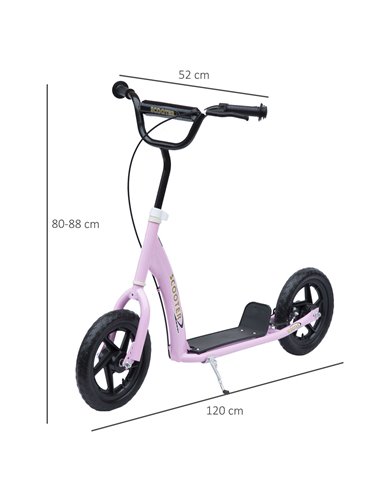 HOMCOM Teen Push Scooter Kids Children Stunt Scooter Bike Bicycle Ride On 12" EVA Tyres, Pink