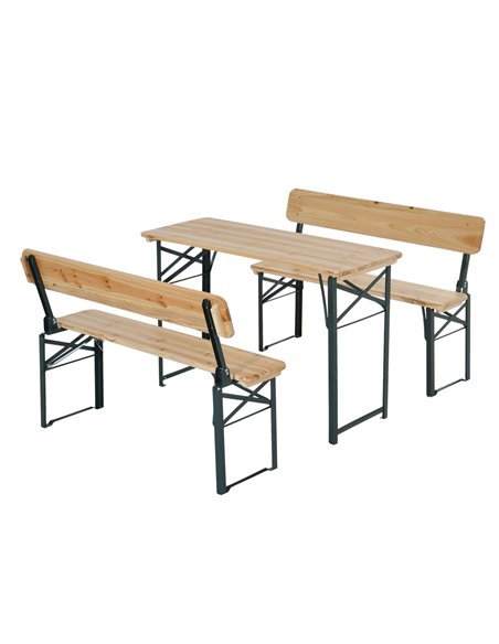 Outsunny 3 pcs Wooden Table Bench Set, Natural Wood Colour 84B-106 - pic 44068 | FastDaddyshop