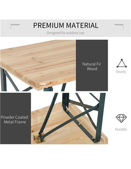 Outsunny 3 pcs Wooden Table Bench Set, Natural Wood Colour 84B-106 - pic 44072 | FastDaddyshop