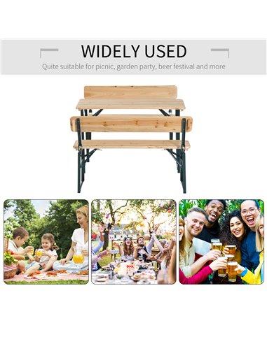 Outsunny 3 pcs Wooden Table Bench Set 84B-106
