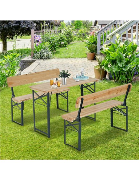 Outsunny 3 pcs Wooden Table Bench Set 84B-106 - pic 44076 | FastDaddyshop