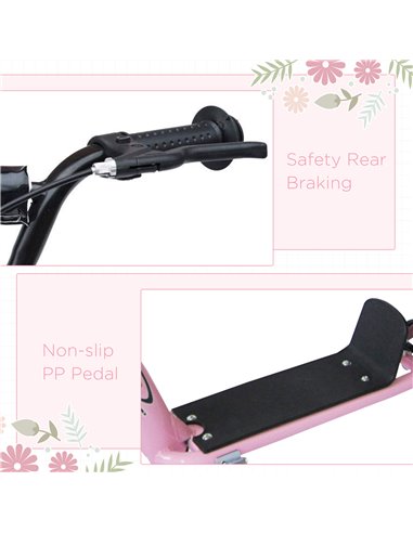 HOMCOM Teen Push Scooter Kids Children Stunt Scooter Bike Bicycle Ride On 12" EVA Tyres, Pink