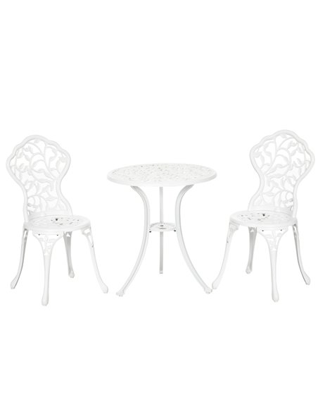 Outsunny 3 Pcs Garden Aluminium Bistro Set, White 84B-028V00WT - pic 44113 | FastDaddyshop