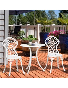 Outsunny 3 Pcs Garden Aluminium Bistro Set, White 84B-028V00WT 2