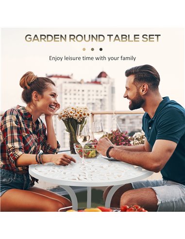 Outsunny 3 Pcs Aluminium Bistro Set Garden Furniture Dining Table Chairs Antique Outdoor Seat Patio Seater White 84B-028V00WT