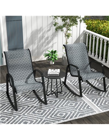 Outsunny 3 Pcs Garden Patio Bistro Rocking Set, Mixed Grey 84G-203V00MX