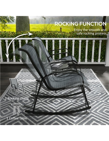 Outsunny 3 Pcs Garden Patio Bistro Rocking Set, Mixed Grey 84G-203V00MX - pic 44125 | FastDaddyshop