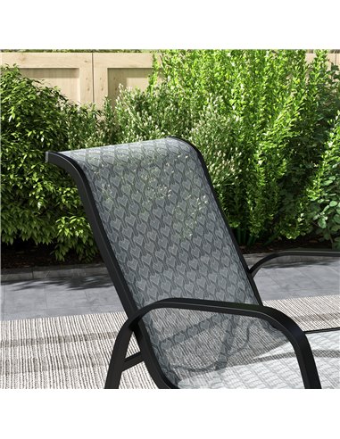 Outsunny 3 Pcs Garden Rocking Set w/ 2 Armchairs, Metal Top Coffee Table, Patio Bistro Set w/ Curved Armrests, Breathable Mesh F