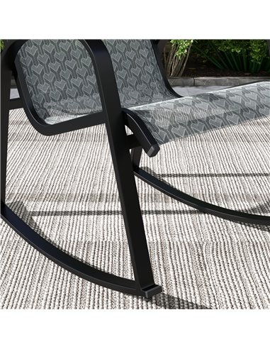 Outsunny 3 Pcs Garden Rocking Set w/ 2 Armchairs, Metal Top Coffee Table, Patio Bistro Set w/ Curved Armrests, Breathable Mesh F