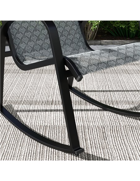 Outsunny 3 Pcs Garden Rocking Set w/ 2 Armchairs, Metal Top Coffee Table, Patio Bistro Set w/ Curved Armrests, Breathable Mesh F - pic 44130 | FastDaddyshop