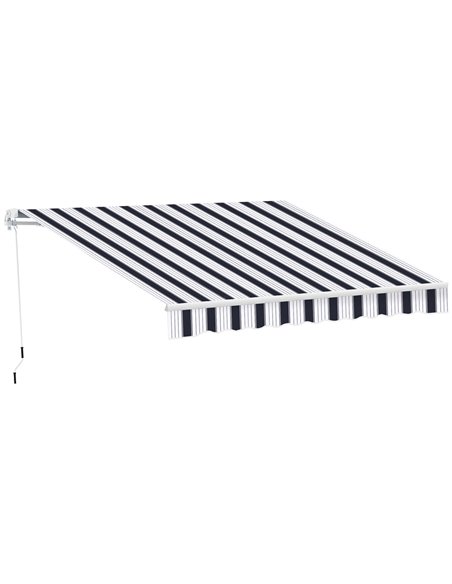 Outsunny 2.5m x 2m Garden Patio Manual Awning Canopy Sun Shade Shelter Retractable with Winding Handle Blue White 100110-005BW - pic 44131 | FastDaddyshop